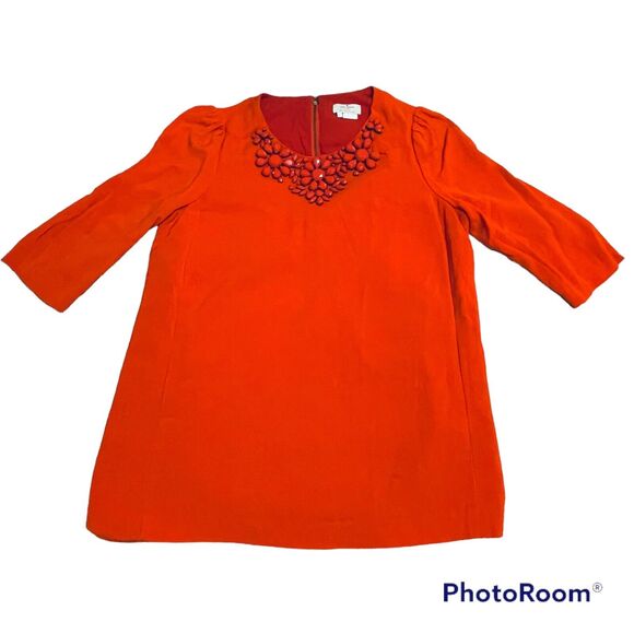 Kate Spade Embellished Red Orange Blouse Top Sz 2 - Picture 1 of 6